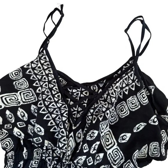 Angie Jumpsuit Strapless Wide Leg Black White Size S - Picture 2 of 5